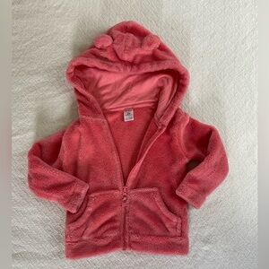 Carter's Pink Fleece Zip-Up Hooded Jacket with Little Bear Ears on Hood